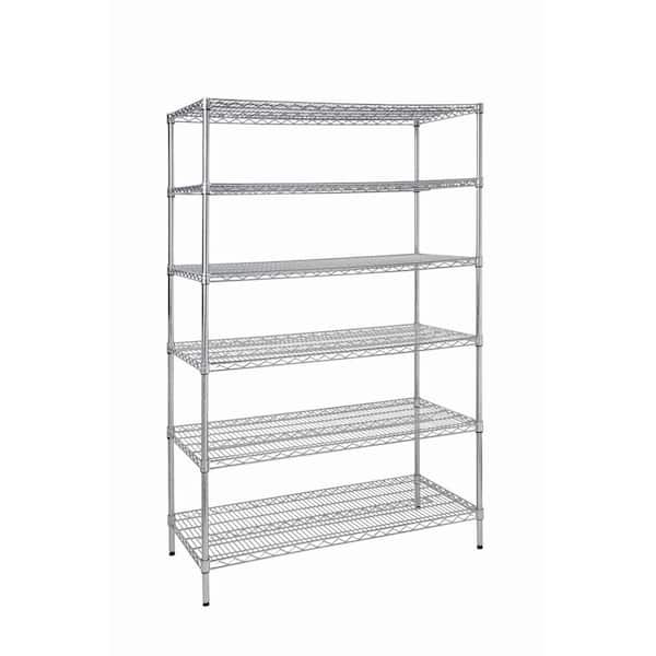 6-Tier Commercial Grade Heavy Duty Steel Wire Shelving Unit in Chrome (48 in. W x 72 in. H x 24 in. D) (HD32448RCPS) 6-Tier Commercial Grade Heavy Duty Steel Wire Shelving Unit in Chrome (48 in. W x 72 in. H x 24 in. D) (HD32448RCPS)